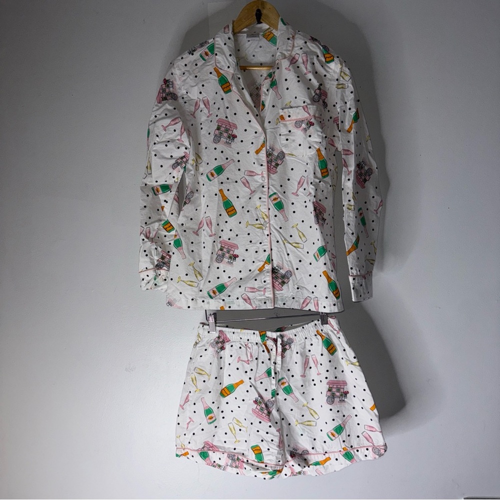 8 oak lane pajamas 2 Piece Shorts Long Sleeve Top‎ Campaign Print Cotton Medium